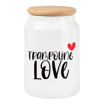 Trampoline Love Jumping Sports Gift - Cookie Jar with Wooden Lid - white - Front