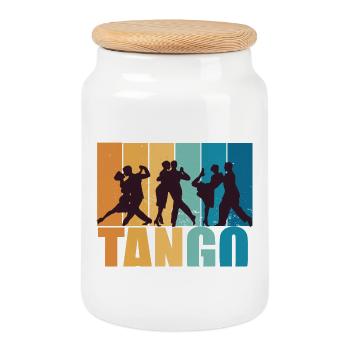 Tango Dancer Dance Vintage Retro Gift - Cookie Jar with Wooden Lid - white - Front