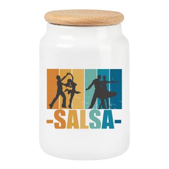 Salsa Vintage Dancer Retro Dancing Cadeau - Boîte à biscuits avec couvercle en bois - blanc - Devant