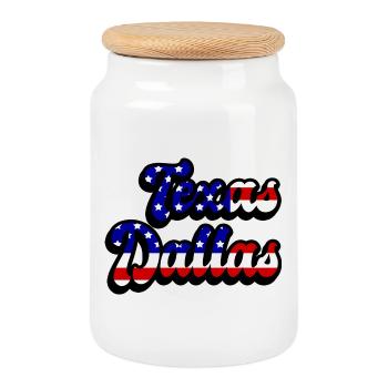 Design du drapeau de Dallas, Texas, États-Unis - Boîte à biscuits avec couvercle en bois - blanc - Devant