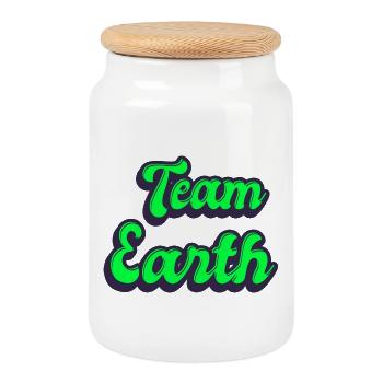 Team Earth - Cookie Jar with Wooden Lid - white - Front