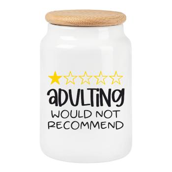 Adulting ne recommanderait pas - Boîte à biscuits avec couvercle en bois - blanc - Devant