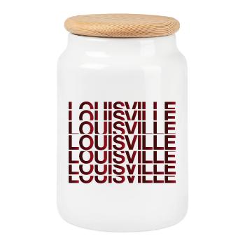 Louisville Grid Neon Schriftbild - Keksdose mit Holzdeckel - Weiß - Vorne