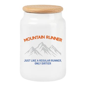 Coureur de montagne - Boîte à biscuits avec couvercle en bois - blanc - Devant