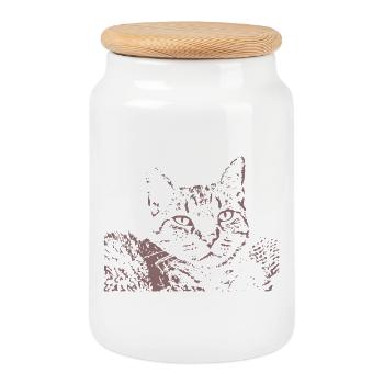 T-shirt Face de Chats Tête de Chat Chats - Boîte à biscuits avec couvercle en bois - blanc - Devant