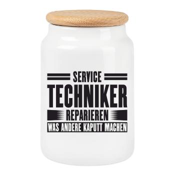 Servicetechniker Support Lösung Spruch Service - Keksdose mit Holzdeckel - Weiß - Vorne