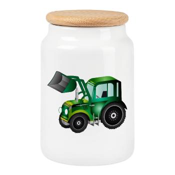 Tracteur à chargement frontal pour tracteurs et ventilateurs agricoles - Boîte à biscuits avec couvercle en bois - blanc - Devant