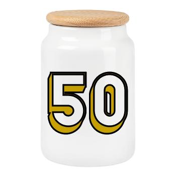 50. BIRTHDAY. HAPPY BIRTHDAY - Cookie Jar with Wooden Lid - white - Front