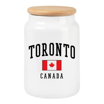 Toronto Canada Flag Design Gift Idea - Cookie Jar with Wooden Lid - white - Front
