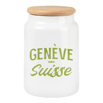 Genève Suisse Vintage Font - Boîte à biscuits avec couvercle en bois - blanc - Devant