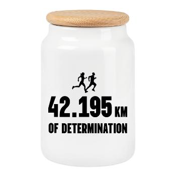 Marathon - 42,195 km Entschlossenheit - Keksdose mit Holzdeckel - Weiß - Vorne