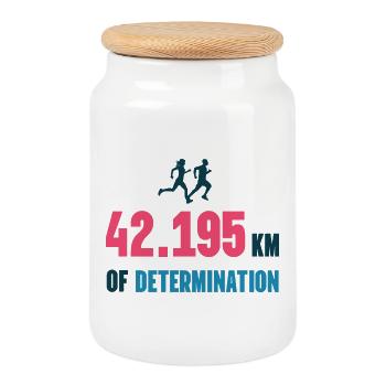 Marathon - 42.195 km of Determination - Cookie Jar with Wooden Lid - white - Front