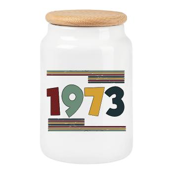 Classic 1973 Original - Cookie Jar with Wooden Lid - white - Front