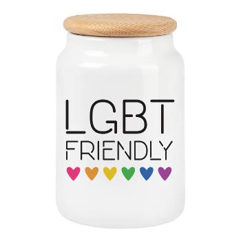LGBT Friendly - Cookie Jar with Wooden Lid - white - Front