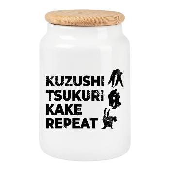 Judo Saying - Cookie Jar with Wooden Lid - white - Front