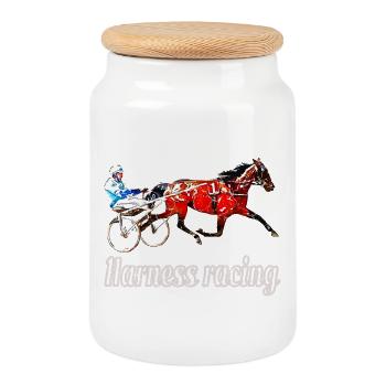 Traber Design with Lettering - Cookie Jar with Wooden Lid - white - Front