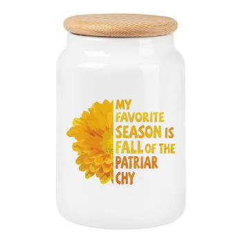 My favorite season is Fall of the Patriarchy - Cookie Jar with Wooden Lid - white - Front