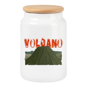 Volcano | Vulkan | vulcano - Keksdose mit Holzdeckel - Weiß - Vorne
