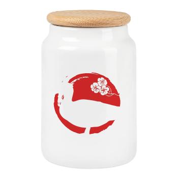 Silhouette De Canard Japonais - Boîte à biscuits avec couvercle en bois - blanc - Devant
