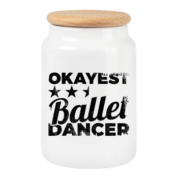 Danseur de ballet moyen - Boîte à biscuits avec couvercle en bois - blanc - Devant