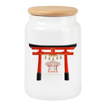 Hakone - jinja, Torii, Ashi See, Japan Zeichnung - Keksdose mit Holzdeckel - Weiß - Vorne