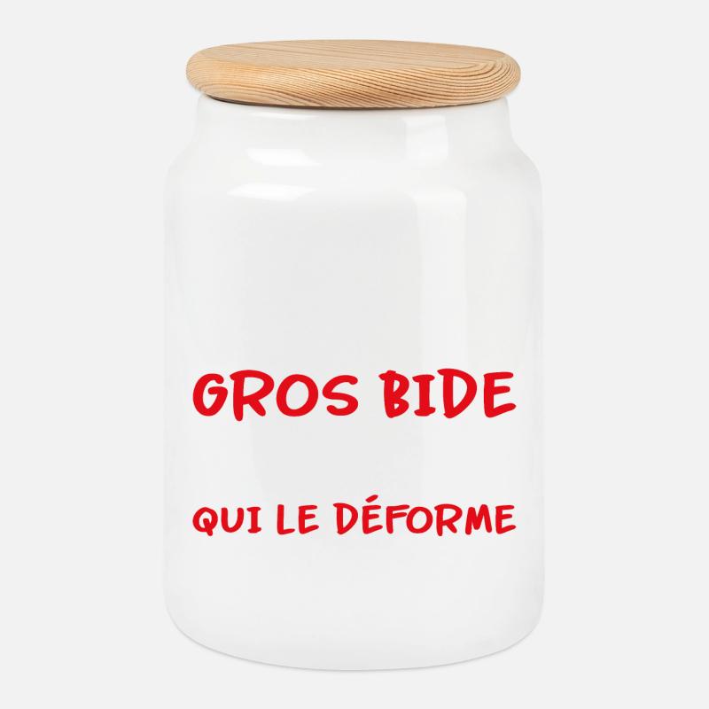 J’ai pas un gros bide c’est le miroir qui déforme - Boîte à biscuits avec couvercle en bois - blanc