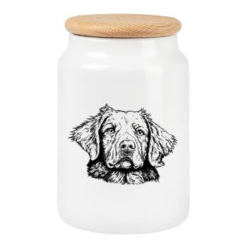 Retriever de la Nouvelle-Écosse - Boîte à biscuits avec couvercle en bois - blanc - Devant