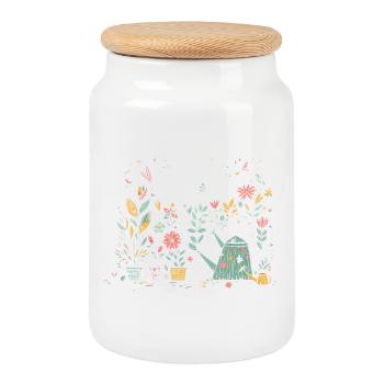 Let It Grow Spring Garden Flowers - Cookie Jar with Wooden Lid - white - Front