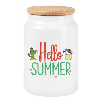 Hallo Sommer - Keksdose mit Holzdeckel - Weiß - Vorne