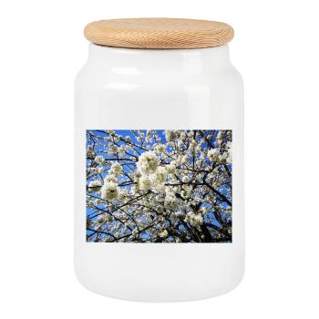 Apple Apple Blossom in Spring Fruit - Cookie Jar with Wooden Lid - white - Front