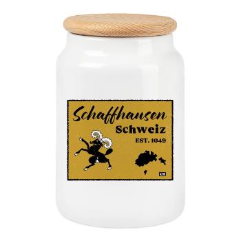 Blason de Schaffhouse 1049 anniversaire - Boîte à biscuits avec couvercle en bois - blanc - Devant