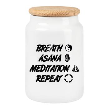 Yoga Motivation - Boîte à biscuits avec couvercle en bois - blanc - Devant