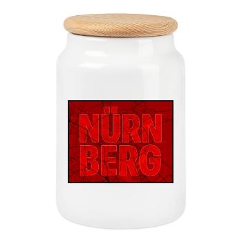 Nürnberg Konturen Rot - Keksdose mit Holzdeckel - Weiß - Vorne