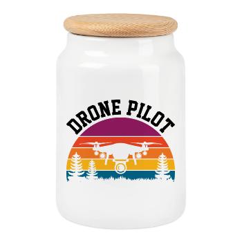 Pilote de drone - Boîte à biscuits avec couvercle en bois - blanc - Devant