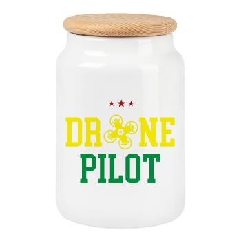 Pilote de drone - Boîte à biscuits avec couvercle en bois - blanc - Devant