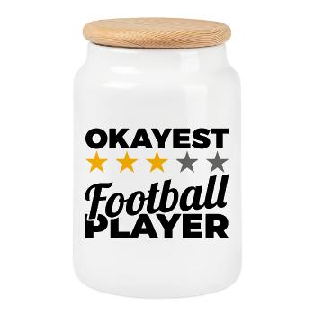 Average football player - Cookie Jar with Wooden Lid - white - Front