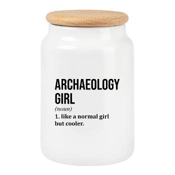 Archaeology - Cookie Jar with Wooden Lid - white - Front