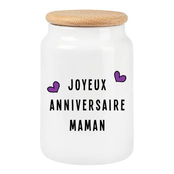 MAMAN. JOYEUX ANNIVERSAIRE - Boîte à biscuits avec couvercle en bois - blanc - Devant