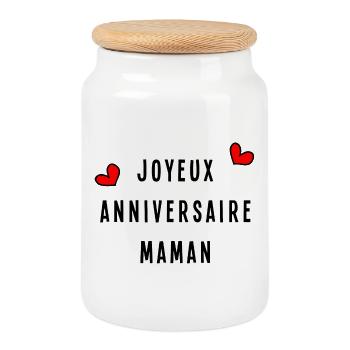 JOYEUX ANNIVERSAIRE MAMAN - Boîte à biscuits avec couvercle en bois - blanc - Devant