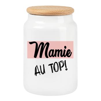 MAMIE - Boîte à biscuits avec couvercle en bois - blanc - Devant