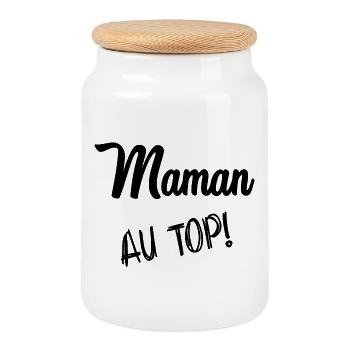 MAMAN. FÊTE DES MÈRES - Boîte à biscuits avec couvercle en bois - blanc - Devant