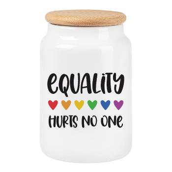 Mois de la fierté LGBT - L’égalité ne fait de mal à personne - Boîte à biscuits avec couvercle en bois - blanc - Devant