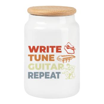 Guitarist Quote - Cookie Jar with Wooden Lid - white - Front