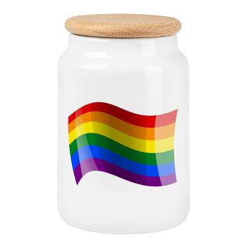 Rainbow Wave Energy Shimmer - Cookie Jar with Wooden Lid - white - Front