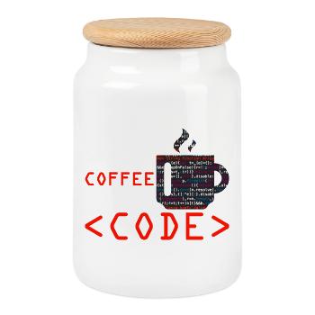 Programmers generate code from coffee - Cookie Jar with Wooden Lid - white - Front
