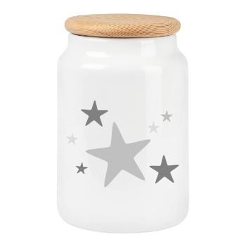 Star group multicolored - Cookie Jar with Wooden Lid - white - Front