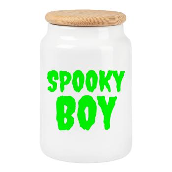 Spooky Boy Halloween Graphic Tee - Cookie Jar with Wooden Lid - white - Front