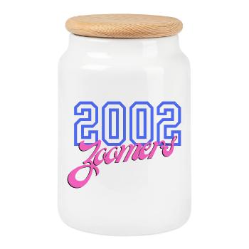 2002 Zoomers Summer Retro Gradient Logo - Cookie Jar with Wooden Lid - white - Front