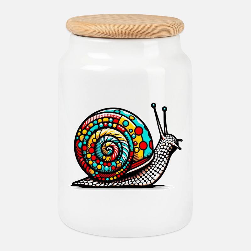 Snail - Cookie Jar with Wooden Lid - white