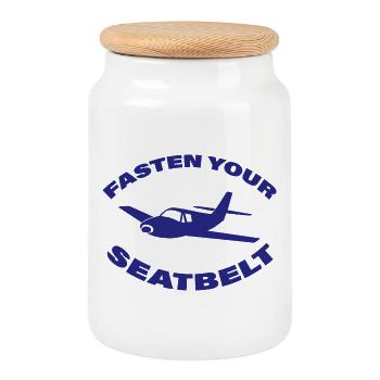 FASTEN YOUR SEATBELT - Keksdose mit Holzdeckel - Weiß - Vorne